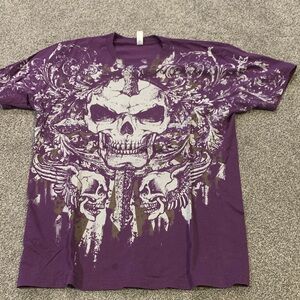 American Apparel Purple Skull Design Tee